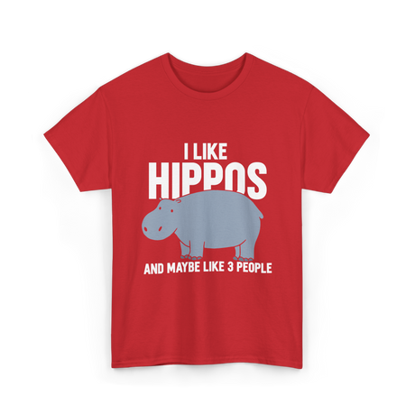 I Like Hippos Hippopotamus T-Shirt - Red