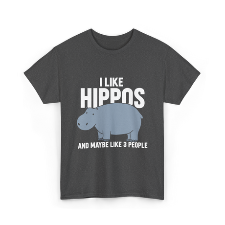 I Like Hippos Hippopotamus T-Shirt - Dark Heather