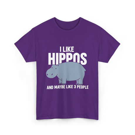 I Like Hippos Hippopotamus T-Shirt - Purple