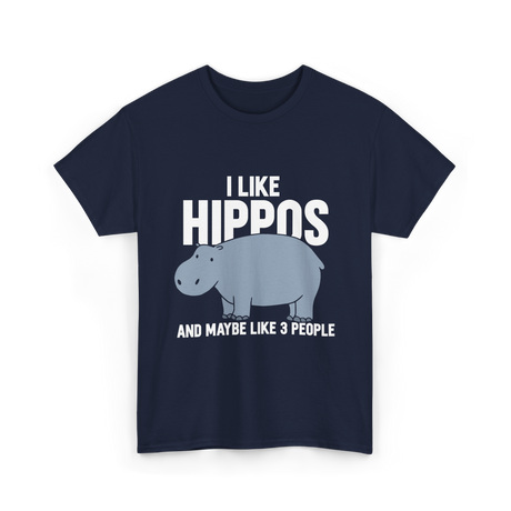 I Like Hippos Hippopotamus T-Shirt - Navy