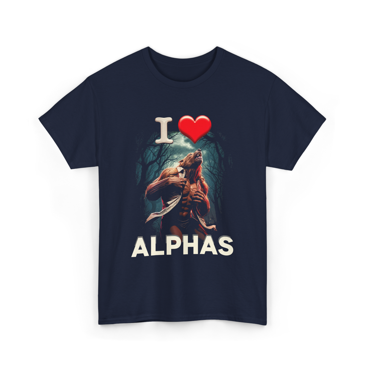 I Love Alphas Alpha Werewolf T-Shirt - Navy