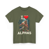 I Love Alphas Alpha Werewolf T-Shirt - Military Green