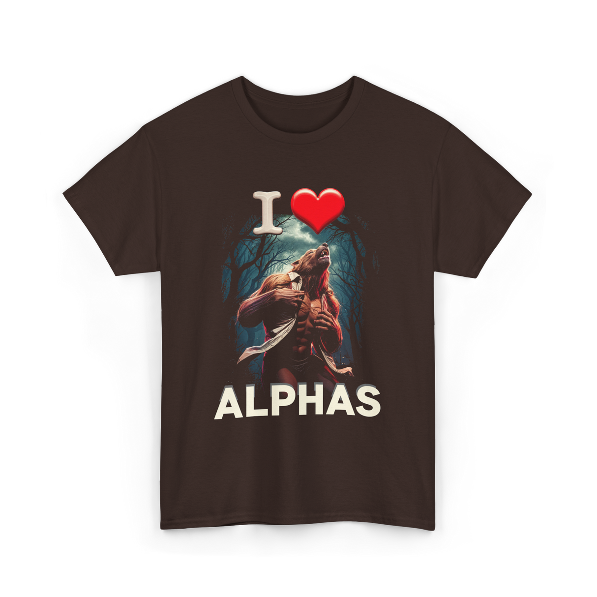 I Love Alphas Alpha Werewolf T-Shirt - Dark Chocolate