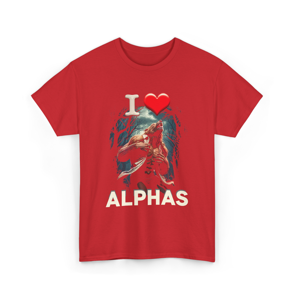 I Love Alphas Alpha Werewolf T-Shirt - Red