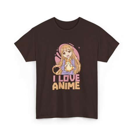 I Love Anime Anime Lover T-Shirt - Dark Chocolate