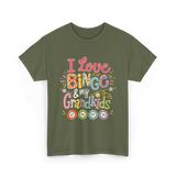 I Love Bingo Grandkids Bingo T-Shirt - Military Green