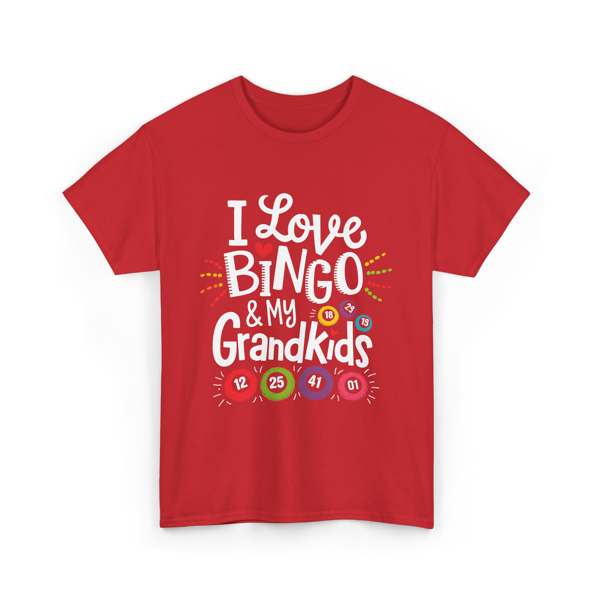 I Love Bingo Grandkids Bingo T-Shirt - Red