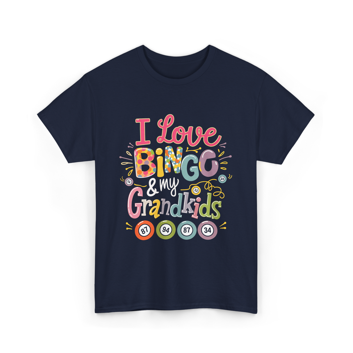 I Love Bingo Grandkids Bingo T-Shirt - Navy