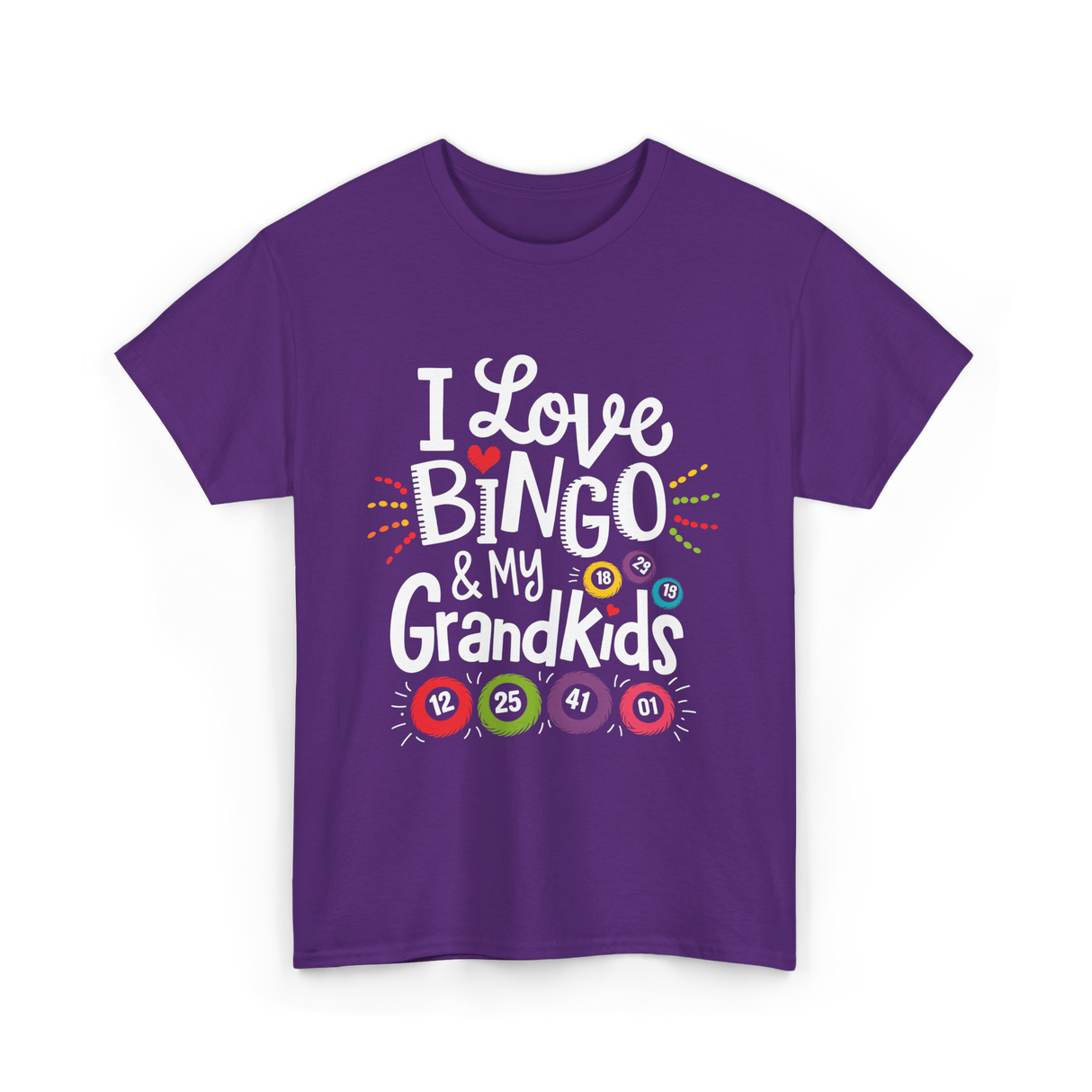 I Love Bingo Grandkids Bingo T-Shirt - Purple