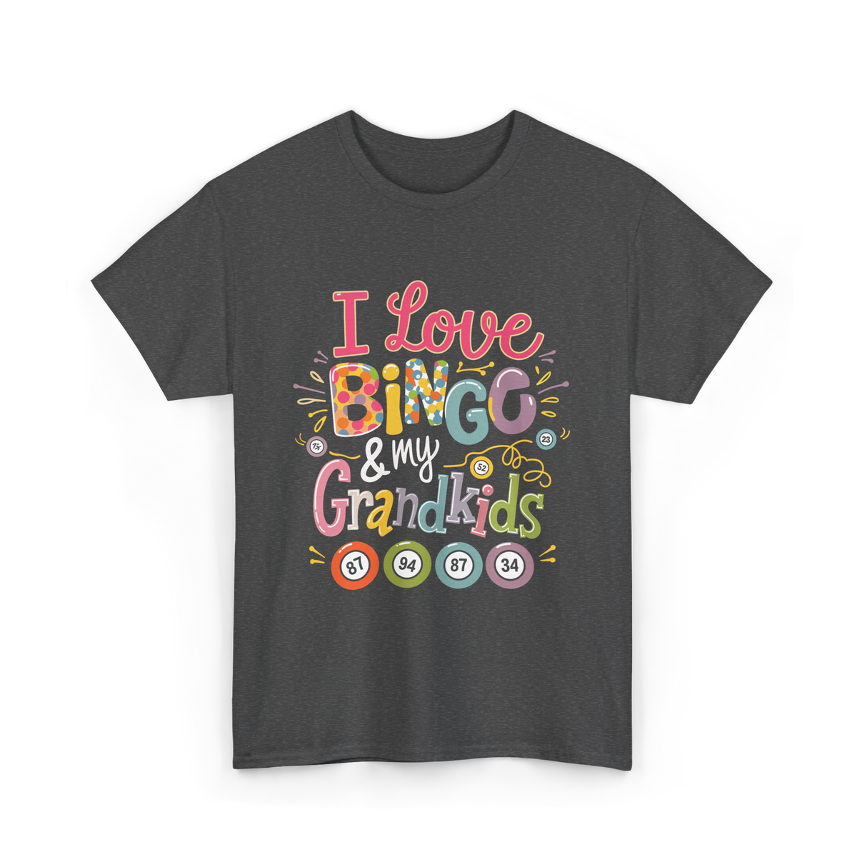 I Love Bingo Grandkids Bingo T-Shirt - Dark Heather