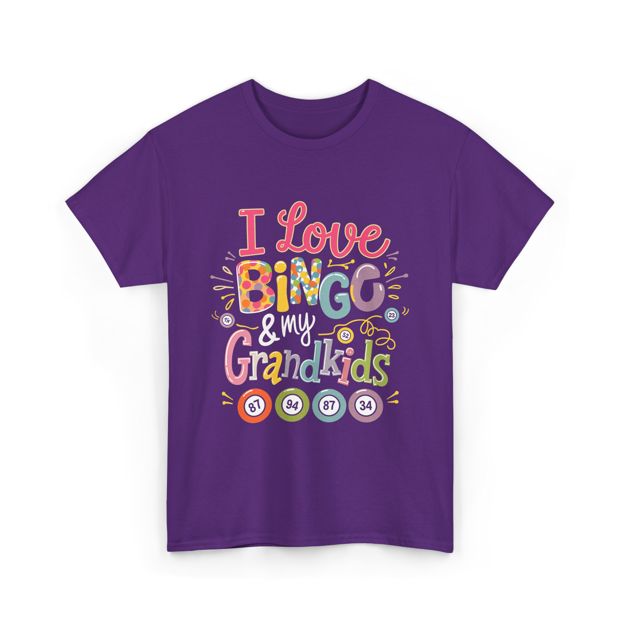 I Love Bingo Grandkids Bingo T-Shirt - Purple