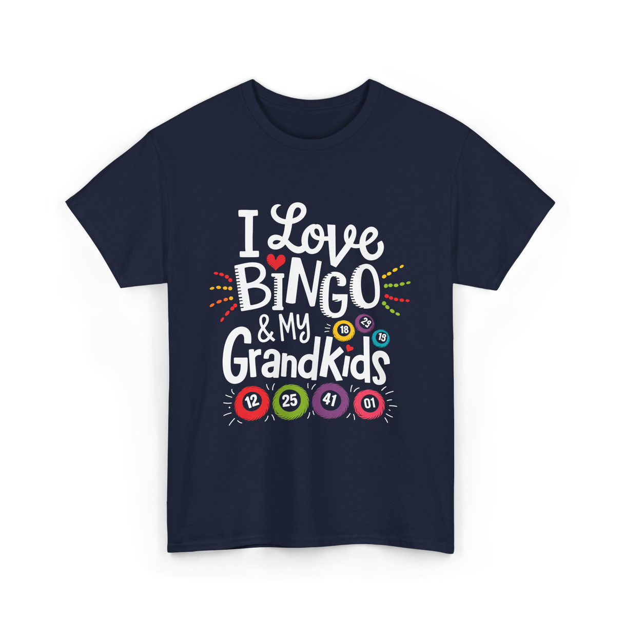 I Love Bingo Grandkids Bingo T-Shirt - Navy