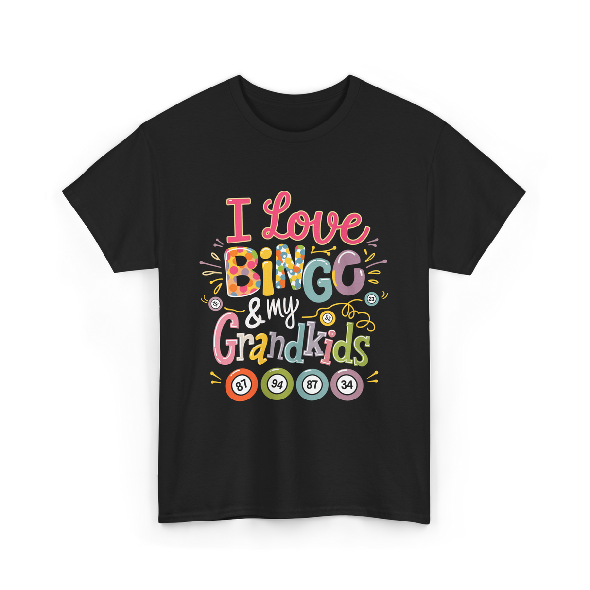 I Love Bingo Grandkids Bingo T-Shirt - Black