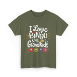 I Love Bingo Grandkids Bingo T-Shirt - Military Green