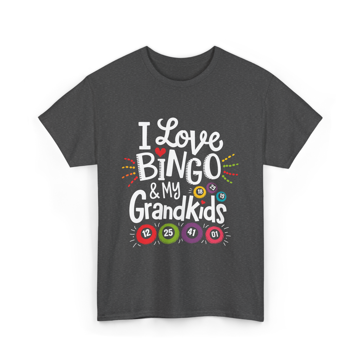 I Love Bingo Grandkids Bingo T-Shirt - Dark Heather