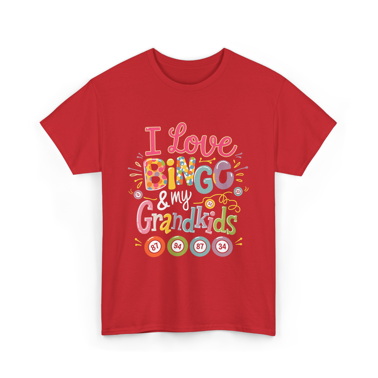 I Love Bingo Grandkids Bingo T-Shirt - Red