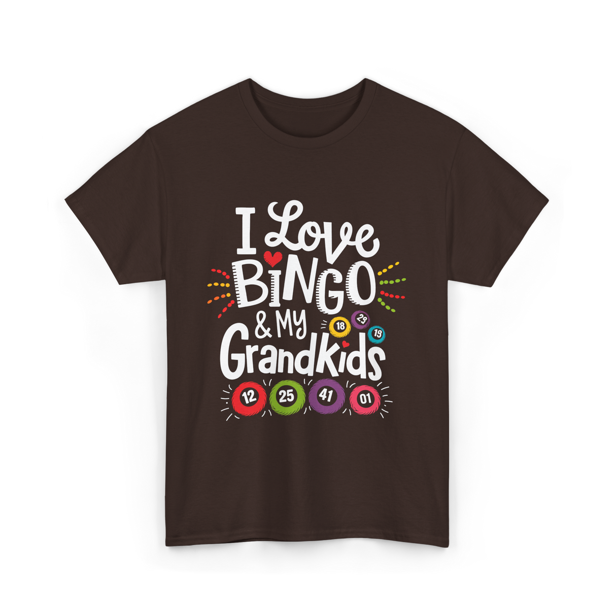 I Love Bingo Grandkids Bingo T-Shirt - Dark Chocolate