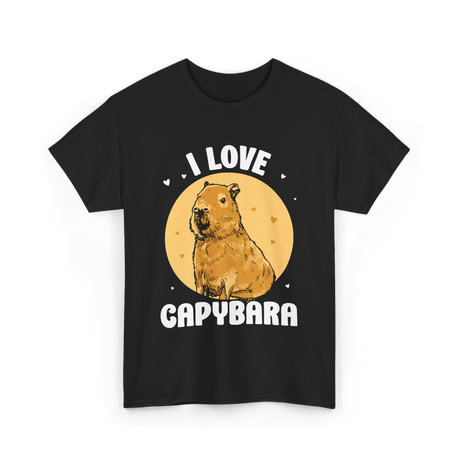 I Love Capybara Capybara Rodent T-Shirt - Black