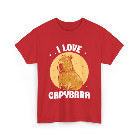 I Love Capybara Capybara Rodent T-Shirt - Red