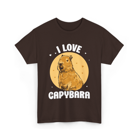 I Love Capybara Capybara Rodent T-Shirt - Dark Chocolate