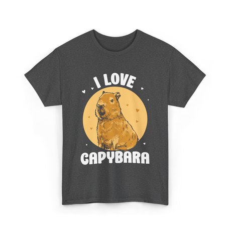 I Love Capybara Capybara Rodent T-Shirt - Dark Heather