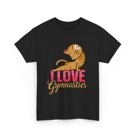 I Love Gymnastics Cat Gymnastics T-Shirt - Black