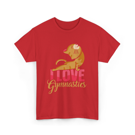 I Love Gymnastics Cat Gymnastics T-Shirt - Red