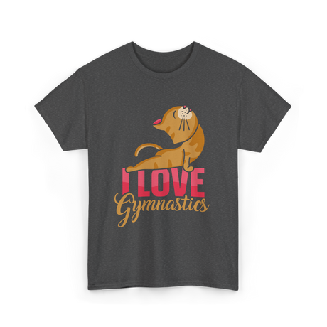 I Love Gymnastics Cat Gymnastics T-Shirt - Dark Heather