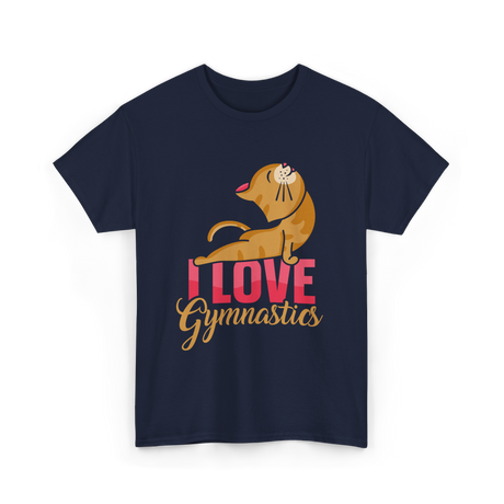 I Love Gymnastics Cat Gymnastics T-Shirt - Navy