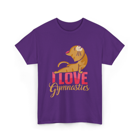 I Love Gymnastics Cat Gymnastics T-Shirt - Purple