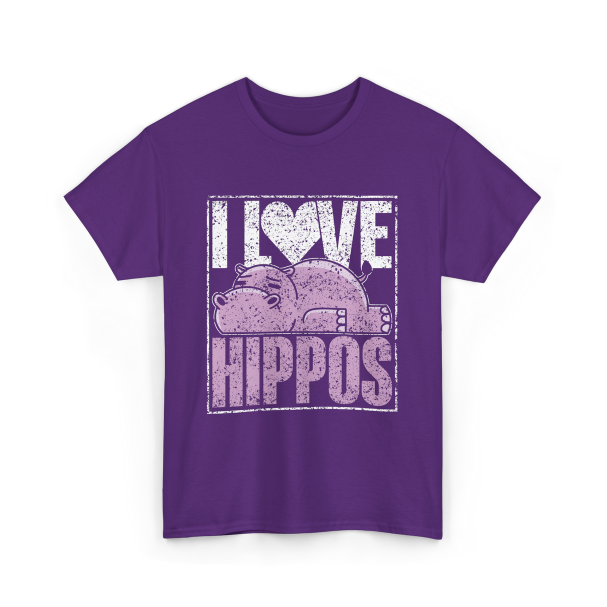 I Love Hippos Hippopotamus Cute T-Shirt - Purple