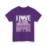 I Love Hippos Hippopotamus Cute T-Shirt - Purple