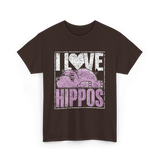 I Love Hippos Hippopotamus Cute T-Shirt - Dark Chocolate