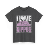 I Love Hippos Hippopotamus Cute T-Shirt - Dark Heather