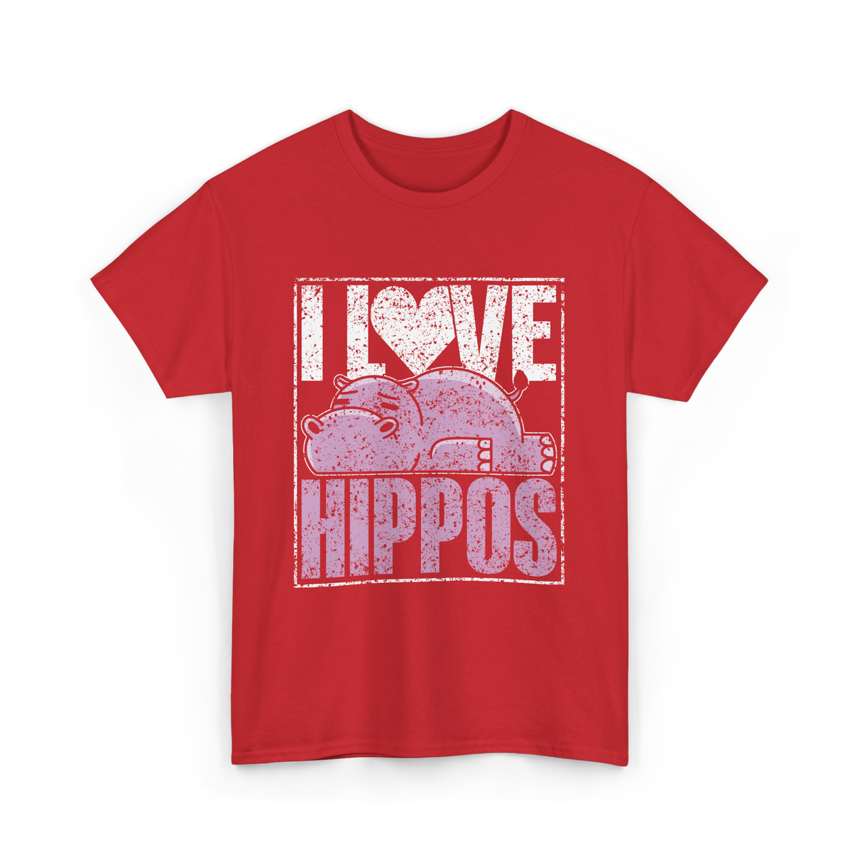 I Love Hippos Hippopotamus Cute T-Shirt - Red