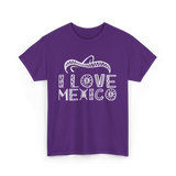 I Love Mexico Mexican Pride T-Shirt - Purple