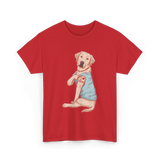 I Love Mom Labrador Dog T-Shirt - Red