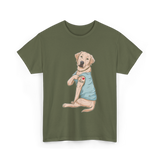 I Love Mom Labrador Dog T-Shirt - Military Green