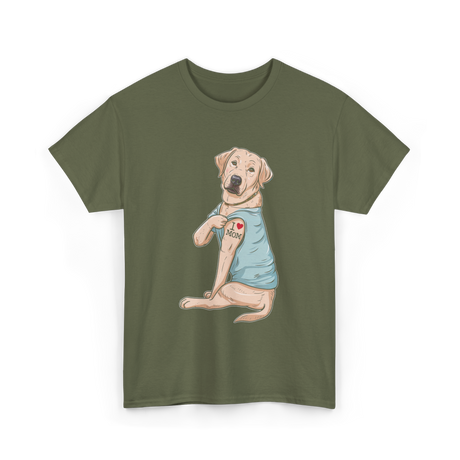 I Love Mom Labrador Dog T-Shirt - Military Green