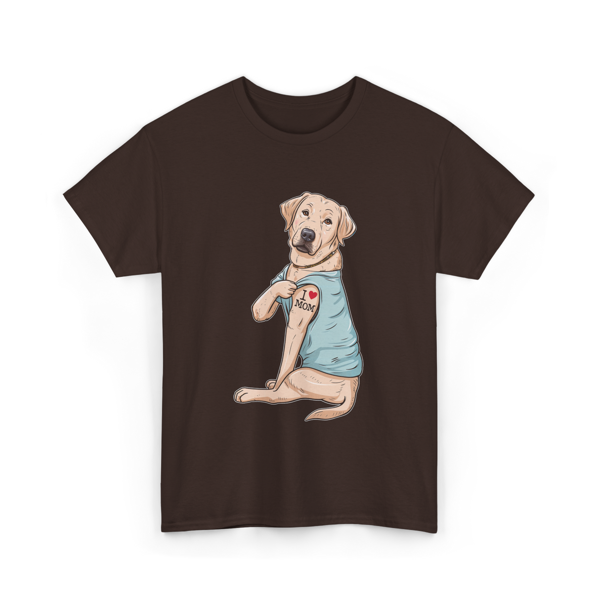 I Love Mom Labrador Dog T-Shirt - Dark Chocolate