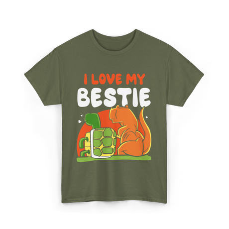 I Love My Bestie Friendship Team T-Shirt - Military Green