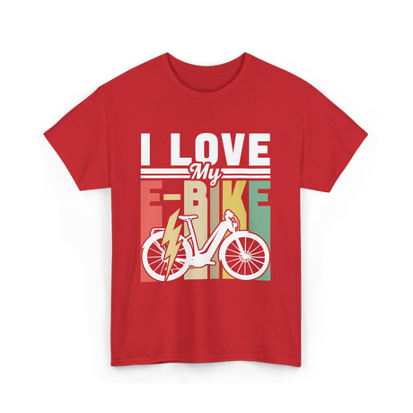 I Love My E-Bike Cycling Rider T-Shirt - Red