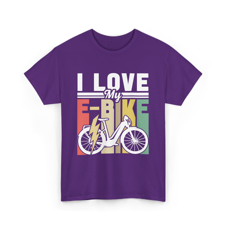 I Love My E-Bike Cycling Rider T-Shirt - Purple