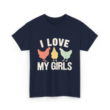 I Love My Girls Chickens T-Shirt - Navy