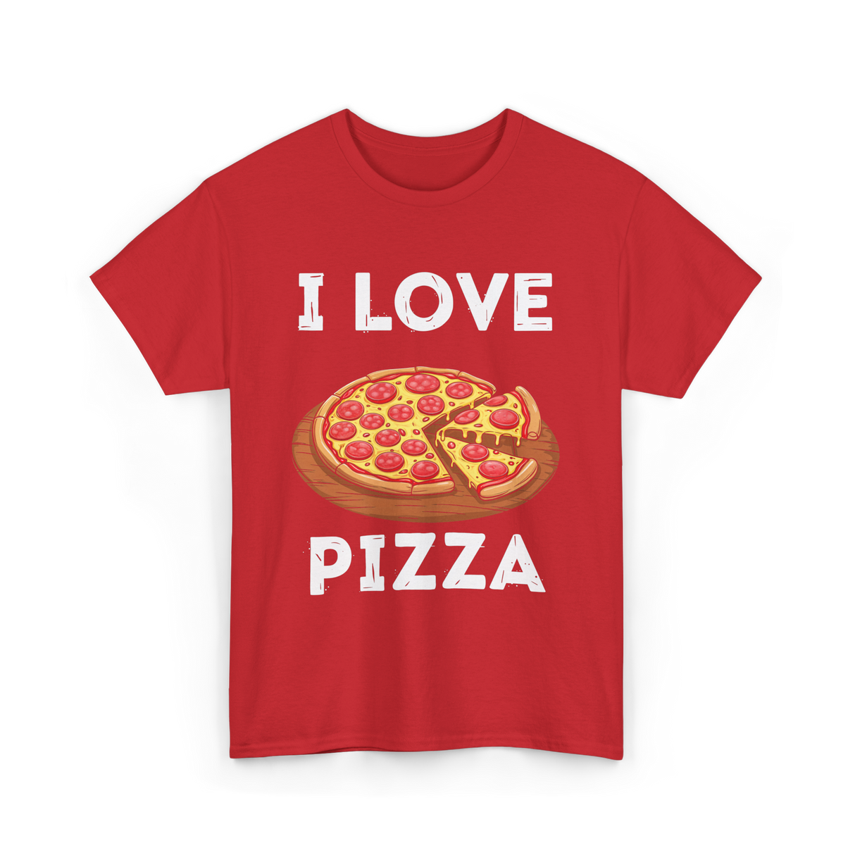 I Love Pizza Foodie T-Shirt - Red