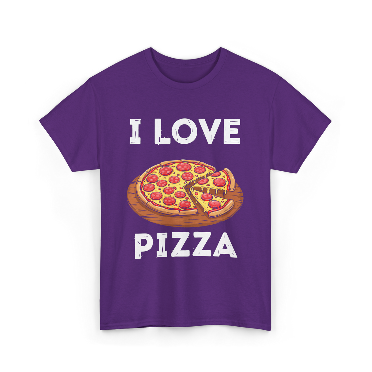 I Love Pizza Foodie T-Shirt - Purple