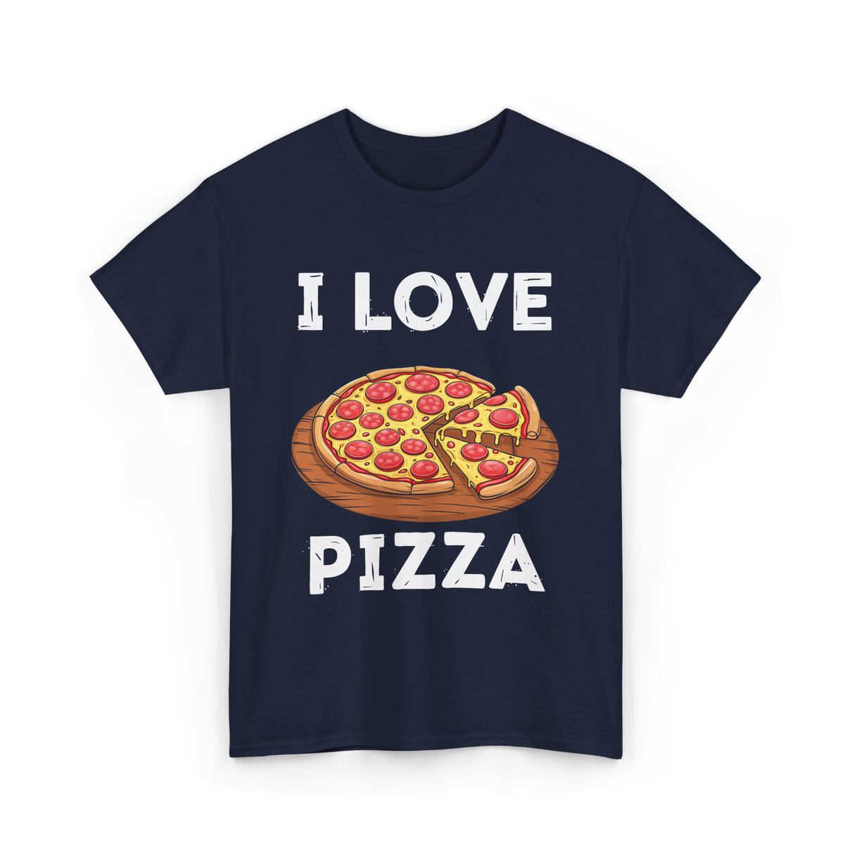 I Love Pizza Foodie T-Shirt - Navy