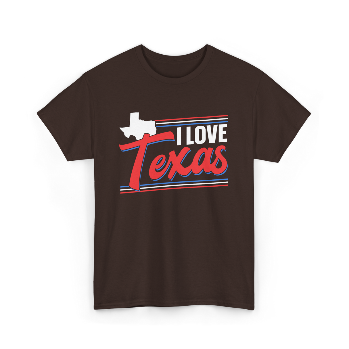 I Love Texas Texan Patriotism T-Shirt - Dark Chocolate