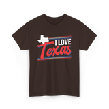 I Love Texas Texan Patriotism T-Shirt - Dark Chocolate