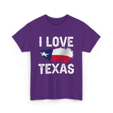 I Love Texas Texas Pride T-Shirt - Purple